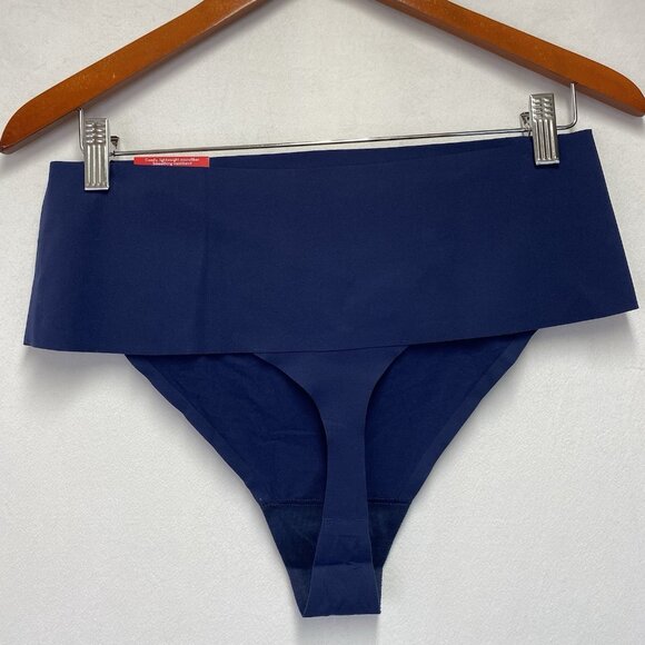 SPANX Smooth Undie-Tectable Thong Women Size 2X Navy Waistband Elastic-Free New - Picture 3 of 14